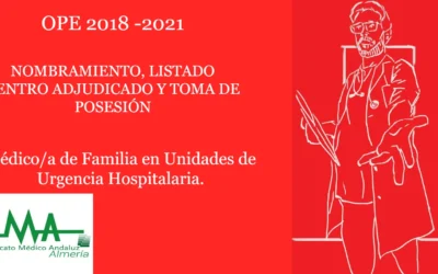 OPE 2018 – 2021. NOMBRAMIENTO, LISTADO CENTRO ADJUDICADO Y TOMA DE POSESIÓN. Médico/a de Familia en Unidades de Urgencia Hospitalaria, acceso libre