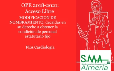 OPE 2018 -2021. MODIFICACION DE NOMBRAMIENTO, decaídas en su derecho a obtener la condición de personal estatutario fijo. FEA Cardiología.