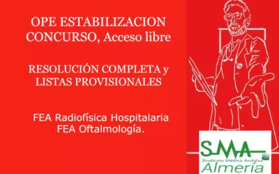 OPE ESTABILIZACION CONCURSO: RESOLUCIÓN COMPLETA y LISTAS PROVISIONALES SUPERAN CONCURSO. FEA Radiofísica Hospitalaria y Oftalmología.