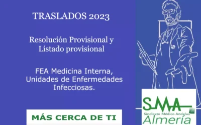 TRASLADOS 2023: Resolución Provisional y Listado provisional. FEA Medicina Interna, en plazas diferenciadas en las Unidades de Enfermedades Infecciosas.