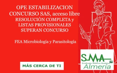 OPE ESTABILIZACION CONCURSO SAS: RESOLUCIÓN COMPLETA y LISTAS PROVISIONALES SUPERAN CONCURSO. FEA Microbiología y Parasitología, Acceso Libre.