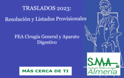 TRASLADOS 2023: Resolución Provisional y Listado provisional. FEA Cirugía General y Aparato Digestivo.
