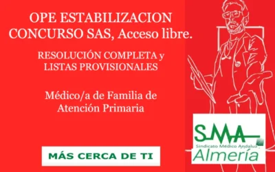 OPE ESTABILIZACION CONCURSO SAS: RESOLUCIÓN COMPLETA y LISTAS PROVISIONALES SUPERAN CONCURSO. Médico/a de Familia de Atención Primaria, Acceso Libre.