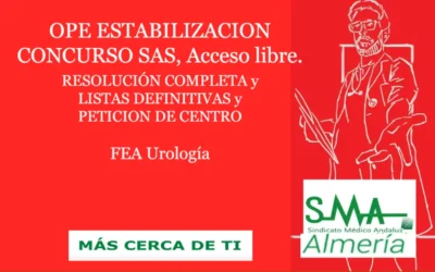 OPE ESTABILIZACION CONCURSO SAS. RESOLUCIÓN COMPLETA y LISTAS DEFINITIVAS SUPERAN CONCURSO. FEA Urología, acceso libre.