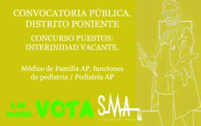DISTRITO SANITARIO PONIENTE: CONVOCATORIA PÚBLICA PROVISION TEMPORAL (Interinidad, Vacante), Médico de Familia AP, funciones de pediatría / Pediatría AP.