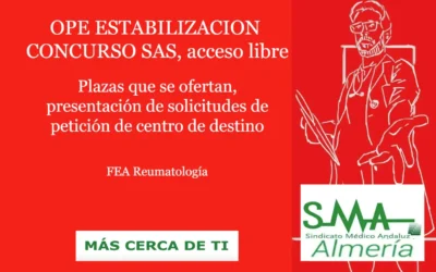 OPE ESTABILIZACION CONCURSO: relación de plazas que se ofertan, presentación de solicitudes de petición de centro de destino, FEA Reumatología, acceso libre