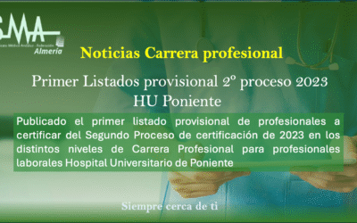 Noticias: CARRERA PROFESIONAL: Publicado Primer Listados provisional 2º proceso 2023 Personal Laboral de Hospital Universitario de Poniente