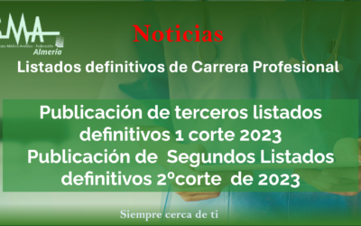 Información relativa al proceso1 corte 2023 tercer listado definitivo y  2º corte 2023  Segundos Listados definitivos